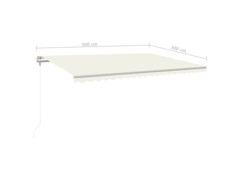 Ručně zatahovací markýza s LED světlem 500 x 300 cm krémová