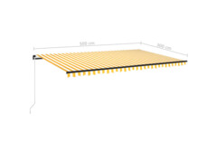 Ručně zatahovací markýza s LED světlem 500 x 300 cm žlutobílá