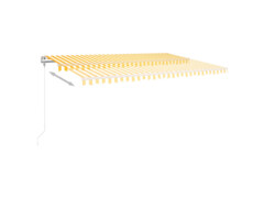 Ručně zatahovací markýza s LED světlem 500 x 300 cm žlutobílá