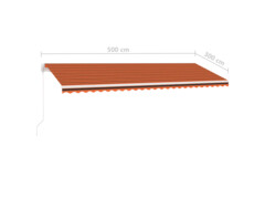 Ručně zatahovací markýza s LED světlem 500x300 cm oranžovohnědá