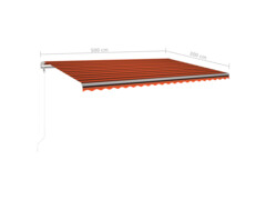 Ručně zatahovací markýza s LED světlem 500x300 cm oranžovohnědá