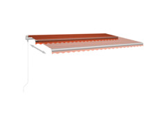 Ručně zatahovací markýza s LED světlem 500x300 cm oranžovohnědá