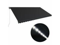 Ručně zatahovací markýza s LED světlem 600 x 300 cm antracitová