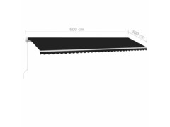 Ručně zatahovací markýza s LED světlem 600 x 300 cm antracitová