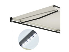 Ručně zatahovací markýza s LED světlem 600 x 300 cm krémová