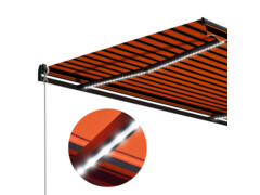 Ručně zatahovací markýza s LED světlem 600x300 cm oranžovohnědá