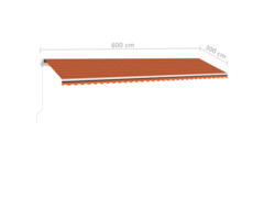 Ručně zatahovací markýza s LED světlem 600x300 cm oranžovohnědá