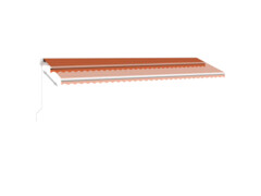 Ručně zatahovací markýza s LED světlem 600x300 cm oranžovohnědá