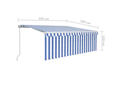Ručně zatahovací markýza s roletou 4,5 x 3 m modrobílá