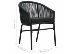 3dílný bistro set s poduškami PVC ratan černý