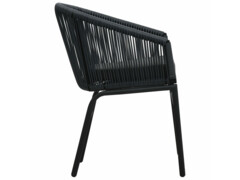 3dílný bistro set s poduškami PVC ratan černý