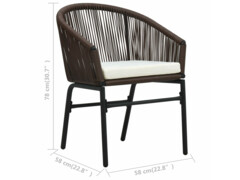 3dílný bistro set s poduškami PVC ratan hnědý