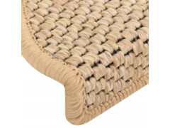 Samolepící nášlapy na schody vzhled sisal 15 ks 65x25 cm světle béžové