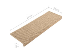 Samolepící nášlapy na schody vzhled sisal 15 ks 65x25cm pískové