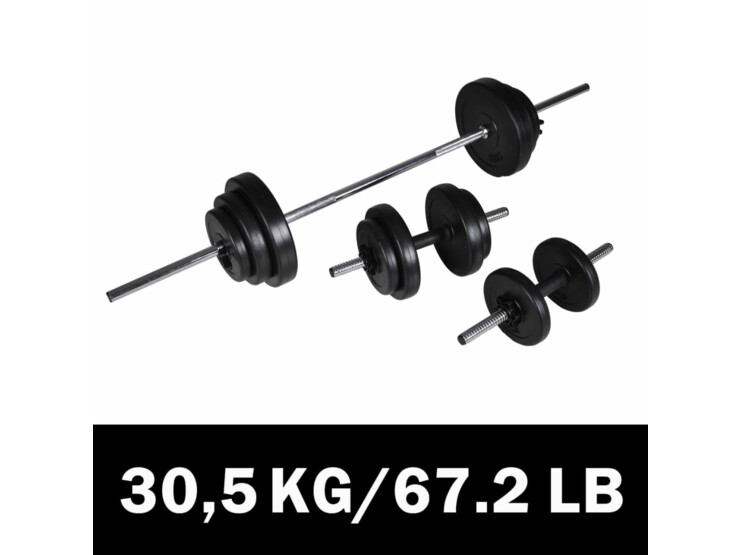 Set 2 činek + vzpěračská činka 30,5 kg