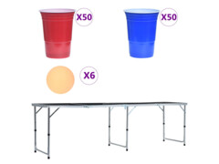 Skládací stůl na beer pong s kelímky a míčky 240 cm