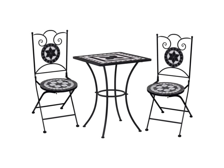 3dílný mozaikový bistro set keramický černobílý