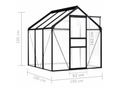 Skleník antracitový hliníkový 3,61 m²