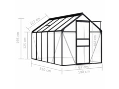 Skleník antracitový hliníkový 5,89 m²