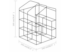 Skleník s policemi ocel 143 x 143 x 195 cm