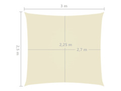 Stínící plachta oxfordská látka obdélníková 2,5 x 3 m krémová