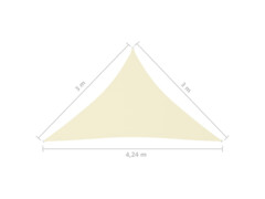 Stínící plachta oxfordská látka trojúhelník 3x3x4,24 m krémová
