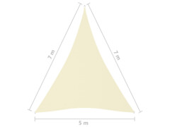 Stínící plachta oxfordská látka trojúhelníková 5x7x7 m krémová