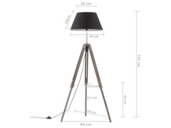 Stojací lampa stativ černá a zlatá masivní teak 141 cm