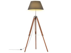 Stojací lampa stativ medově hnědá a černá masivní teak 141 cm