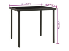 Venkovní jídelní stůl antracitový 80 x 80 x 72 cm sklo a ocel
