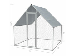 Venkovní klec pro kuřata z pozinkované oceli 2 x 2 x 1,92 m