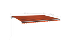  Automatická markýza LED a senzor větru 500x300 cm oranžovohnědá