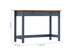  Konzolový stolek Hill Range 2 zásuvky šedý 110x45x74cm borovice