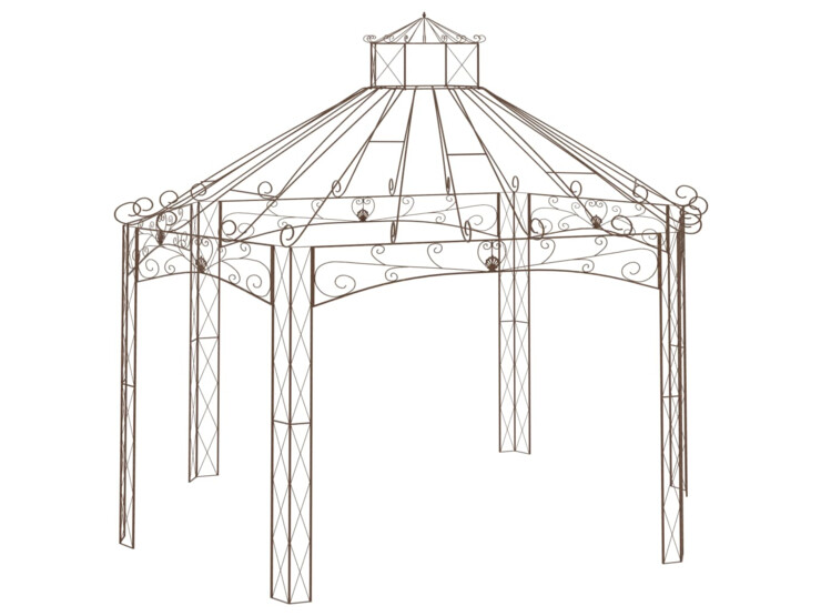 Zahradní altán starožitný hnědý 558 x 350 x 408 cm železo