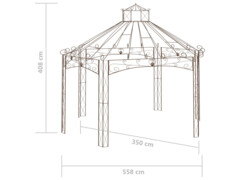 Zahradní altán starožitný hnědý 558 x 350 x 408 cm železo