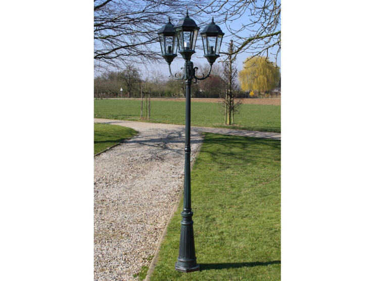 Zahradní lampa Brighton se 3 rameny, 230 cm, tmavě zelená / černá