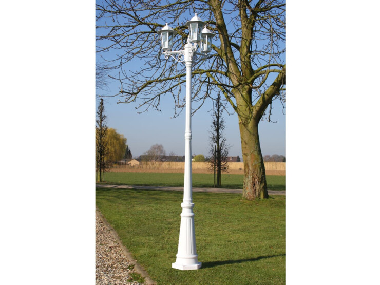 Zahradní lampa Kingston, kandelábr se 3 rameny 215 cm, bílý