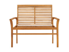 Zahradní lavice + červená károvaná poduška 112 cm masivní teak