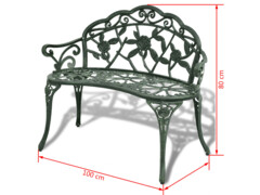 Zahradní lavice 100 cm litý hliník zelená