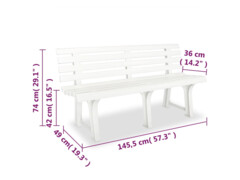 Zahradní lavice 145,5 cm plastová bílá