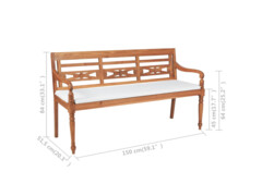 Zahradní lavice Batavia s poduškou 150 cm teak