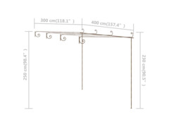 Zahradní pergola hnědá s patinou 4 x 3 x 2,5 m železná