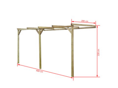 Zahradní pergola ke zdi 2 x 4 x 2,2 cm dřevo