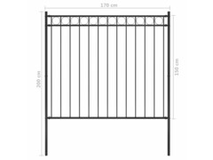 Zahradní plot ocelový 1,7 x 1,5 m černý
