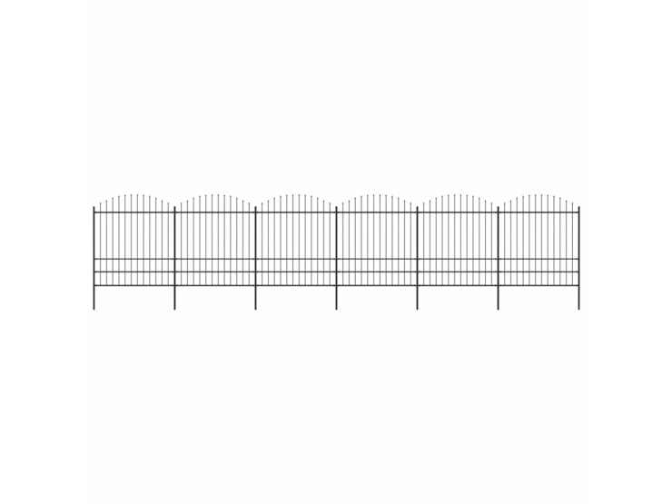 Zahradní plot s hroty ocel (1,75–2) x 10,2 m černý