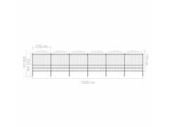 Zahradní plot s hroty ocel (1,75–2) x 10,2 m černý