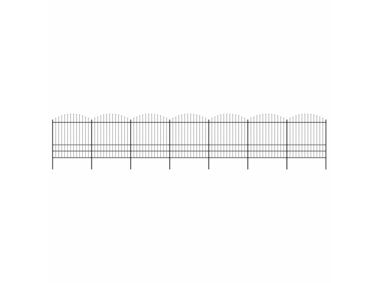 Zahradní plot s hroty ocel (1,75–2) x 11,9 m černý