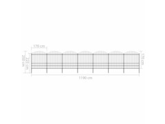 Zahradní plot s hroty ocel (1,75–2) x 11,9 m černý