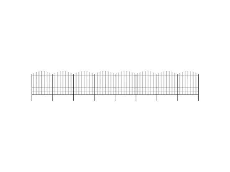 Zahradní plot s hroty ocel (1,75–2) x 13,6 m černý