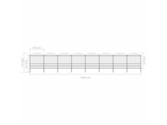 Zahradní plot s hroty ocel (1,75–2) x 13,6 m černý